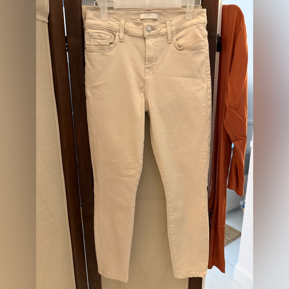7 For All Mankind Ankle Jeans in Light Beige